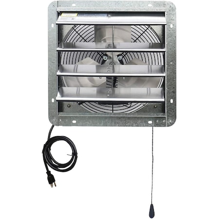 Iliving Silver 14 inch Shutter Exhaust Attic Garage Grow Fan with 3 Speed Thermostat 6 ft. 3 Plugs Cord ILG8SF14V-T